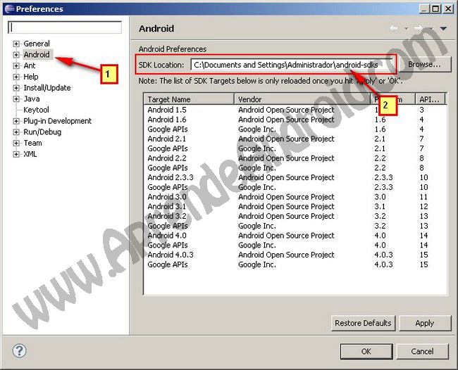 Configurar Android ADT