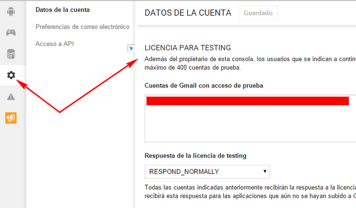 para poner las cuentas de testing