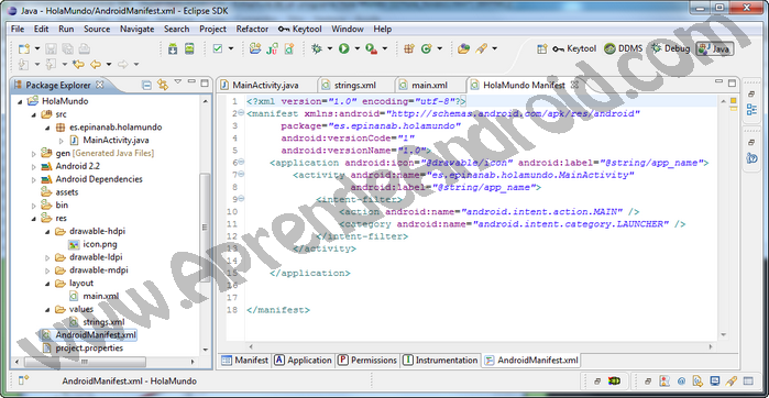 ejemplo android manifest.xml