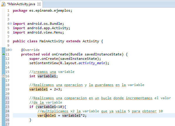 operaciones logicas y relaciones android