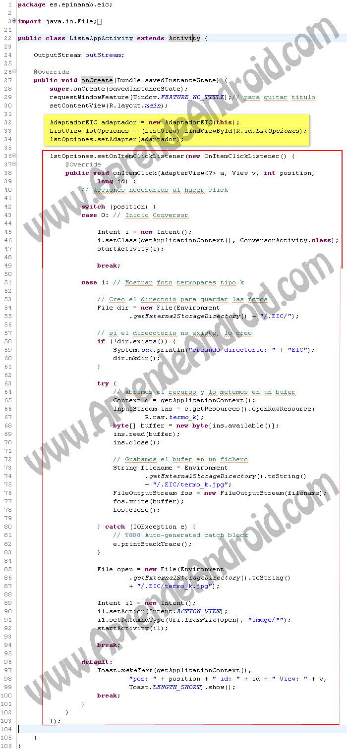 ejemplo clase listview personalizado android