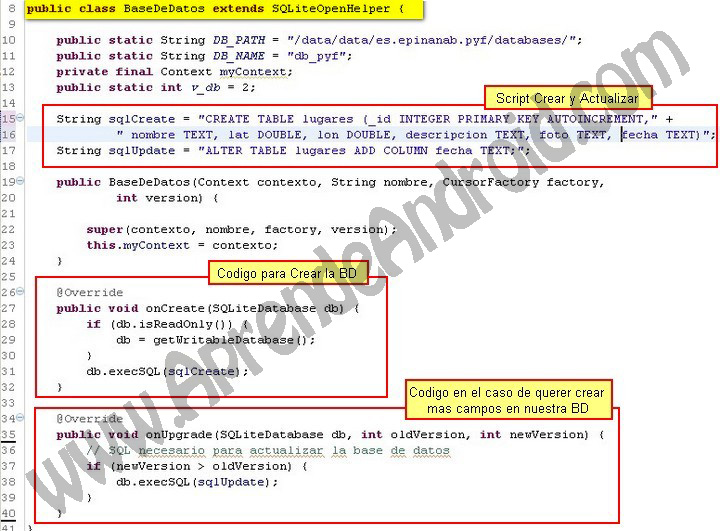 Propiedades, TextView, eclipse