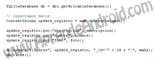 sqlite update