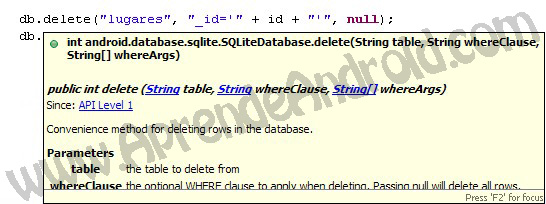 sintasis delete